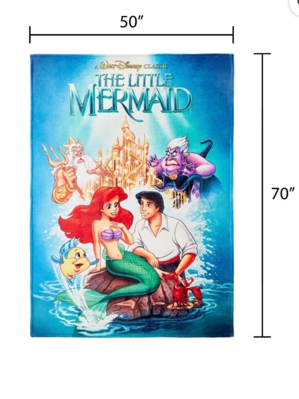 Disney Classic Little Mermaid VHS Boxed Silk Touch Throw, 50